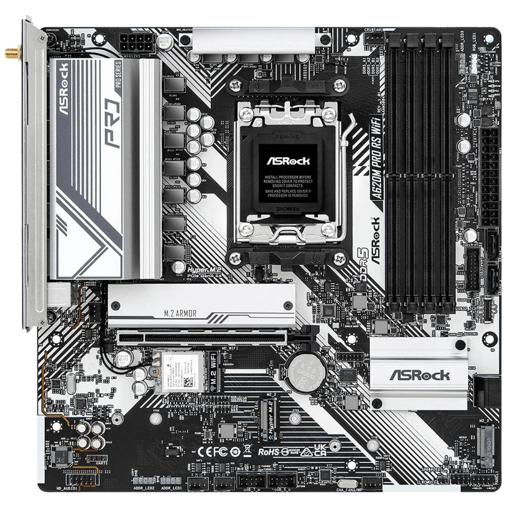 ASRock A620M Pro RS WiFi matična ploča Baza #####AMD AM5 Faktor oblika (detalji) Micro-ATX Set čipova matične ploče AMD® slika