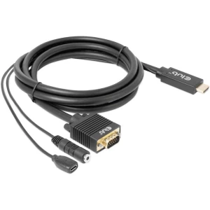 club3D HDMI / utičnica / USB-Micro-B / VGA adapterski kabel HDMI-A utikač, klinken 3.5 mm utičnica, USB-Micro-B utičnica, VGA 15-polni utikač 2 m crna CAC-1712 high speed  HDMI, s USB, mogućn slika