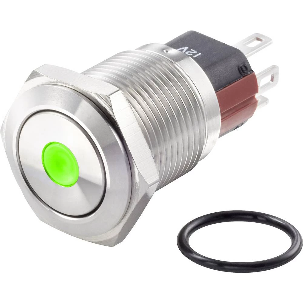 TRU COMPONENTS TC-GQ16-KF-11ZD/J/G/12V/S tlačni prekidač sa zaštitom od vandalizma 48 V/DC 2 A 1 x off/on IP65 zadržava slika