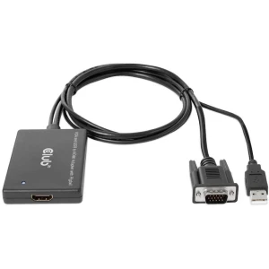 club3D CAC-1720 HDMI / USB / VGA adapter [2x muški konektor vga, muški konektor USB - 1x ženski konektor HDMI] crna high speed  HDMI, s USB, mogućnost vijčanog spajanja, pozlaćeni kontakti 0. slika