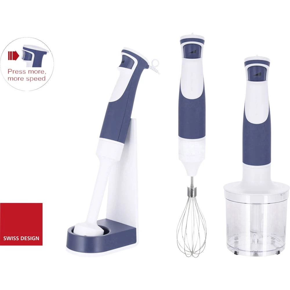 Štapni mikser EMERIO HB-114250.2 500 W S višenamjenskim uređajem za mljevenje Bijela, Plava boja slika