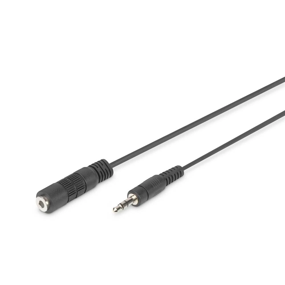 Digitus AK-510200-050-S utičnica audio priključni kabel [1x 3,5 mm banana utikač - 1x priključna doza za 3,5 mm banana utikač] 5.00 m crna jednostruko oklopljeni kabel, okrugli slika