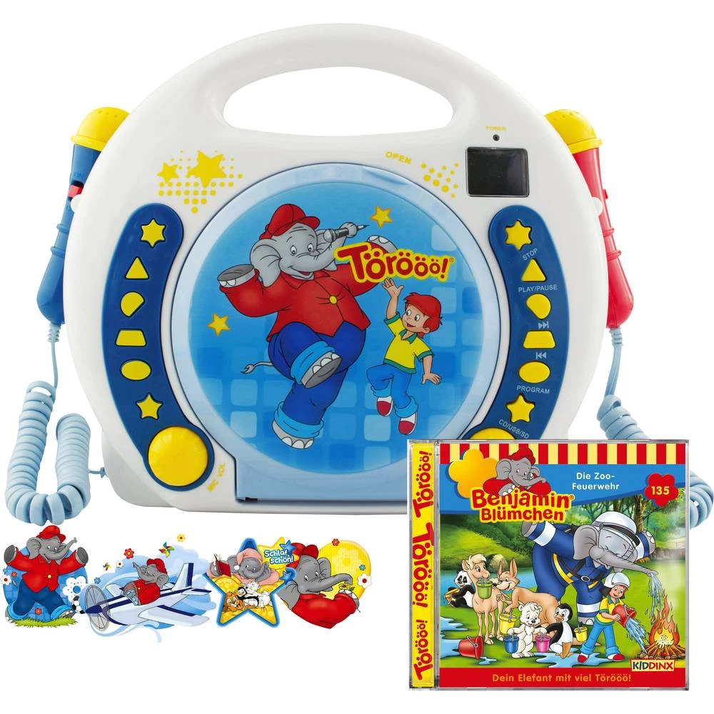 Dječji CD X4 Tech Bobby Joey Benjamin Blümchen CD, SD, USB Uklj. funkcija karaoke , Uklj. mikrofon Plava boja, Bijela slika