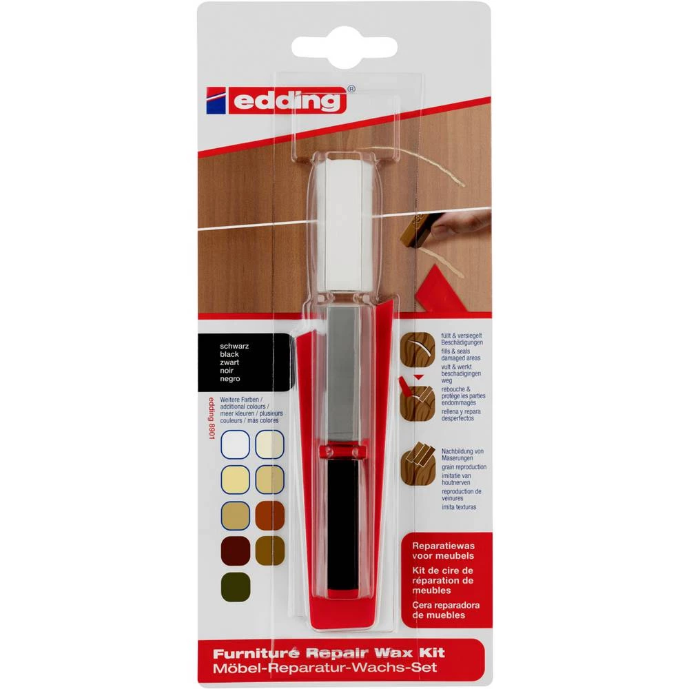 Edding 8901 4-8901-1-4001 set voska za popravak namještaja crna slika