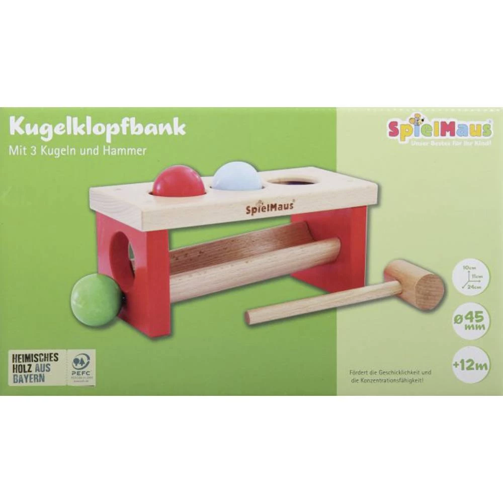 Vedes 41604581 SMH klupa za kucanje 24x11x10cm SpielMaus Holz Kugelklopfbank, 24 x 11 x 10 cm slika