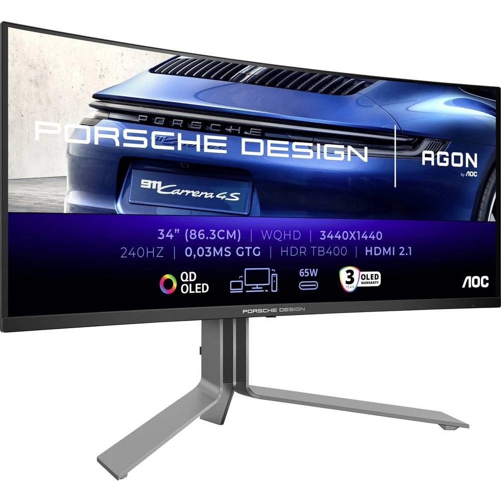 AOC PD34 ekran za igranje Energetska učinkovitost 2021 G (A - G) 86.4 cm (34 palac) 3440 x 1440 piksel 21:9 0.03 ms Disp slika