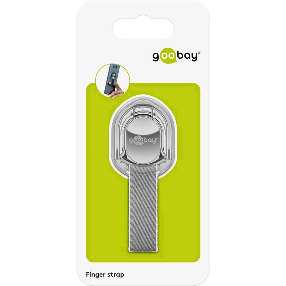 Goobay Finger Strap (silber/weiss) Držač utičnice Srebrna/bijela slika