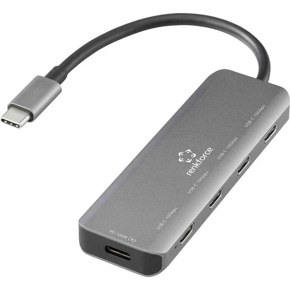 Renkforce RF-6872246 USB-Hub 4 ulaza USB-C® USB 3.2 gen.2 10 GBit/s s aluminijskim kućištem, sa USB-C utikačem siva RF-U slika
