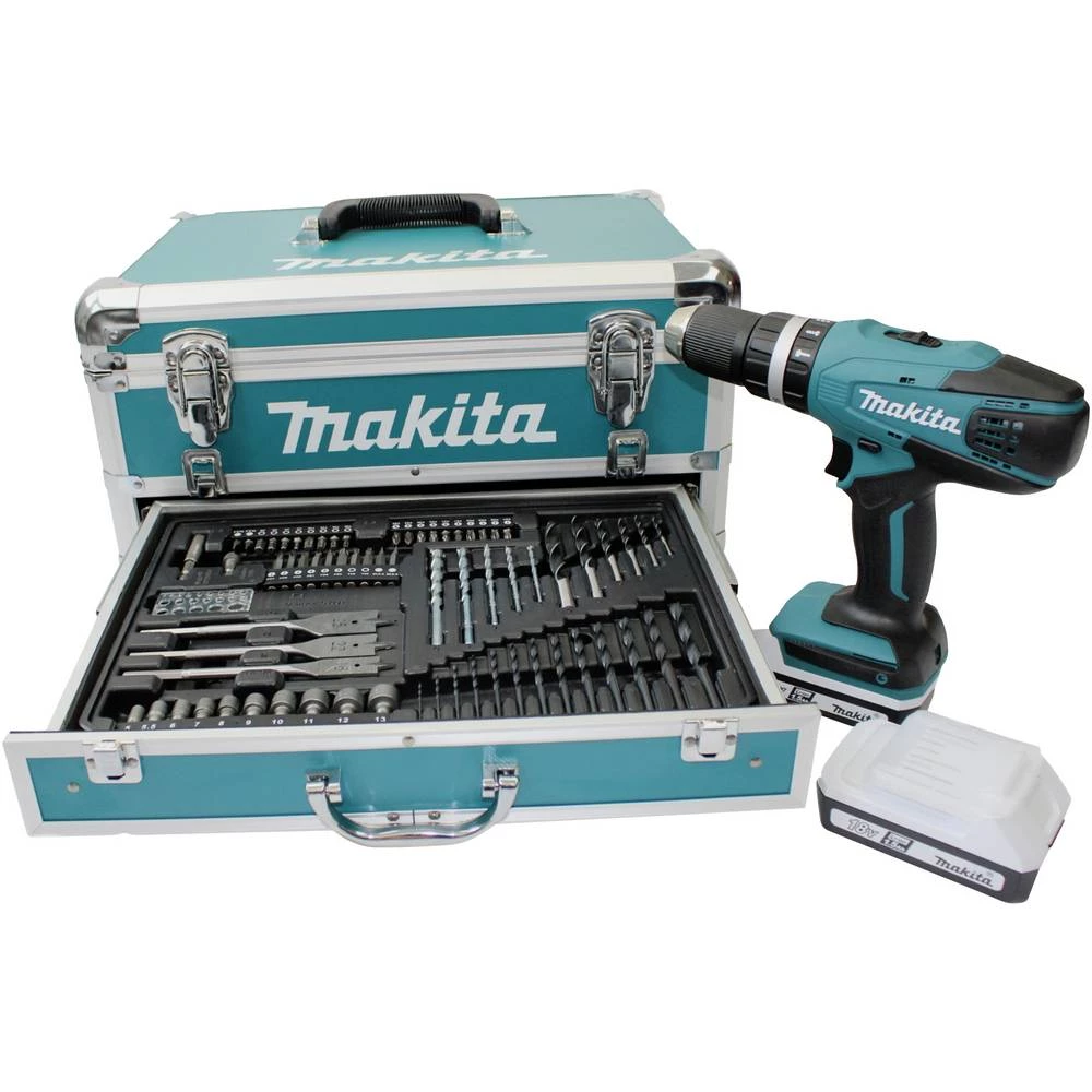 Makita HP457DWEX4 akumulatorski čekić 18 V 1.5 Ah li-ion uklj. 2 akumulatora, uklj. kofer, uklj. oprema slika