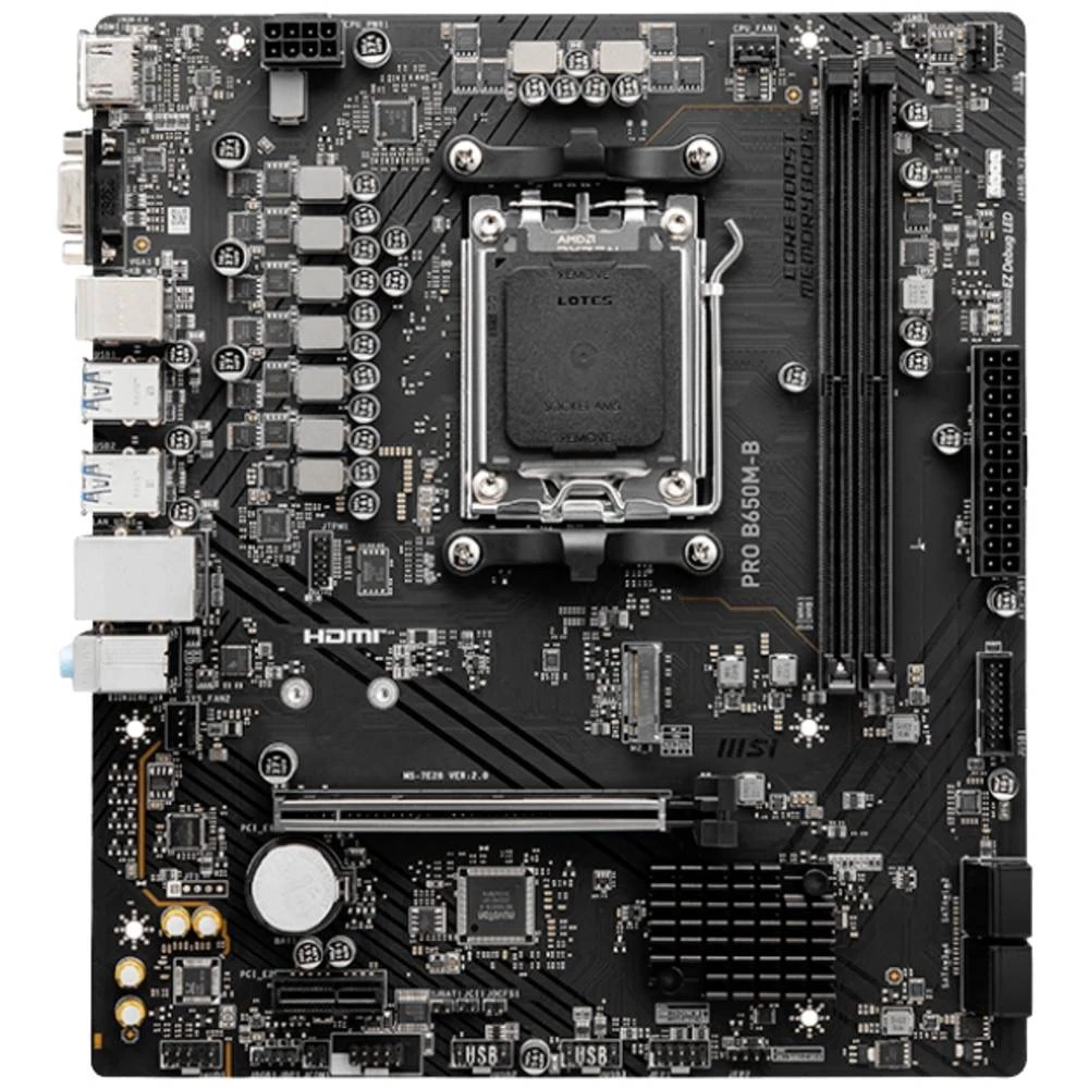 MSI PRO B650M-B matična ploča Baza #####AMD AM5 Faktor oblika (detalji) Micro-ATX Set čipova matične ploče AMD® B650 slika