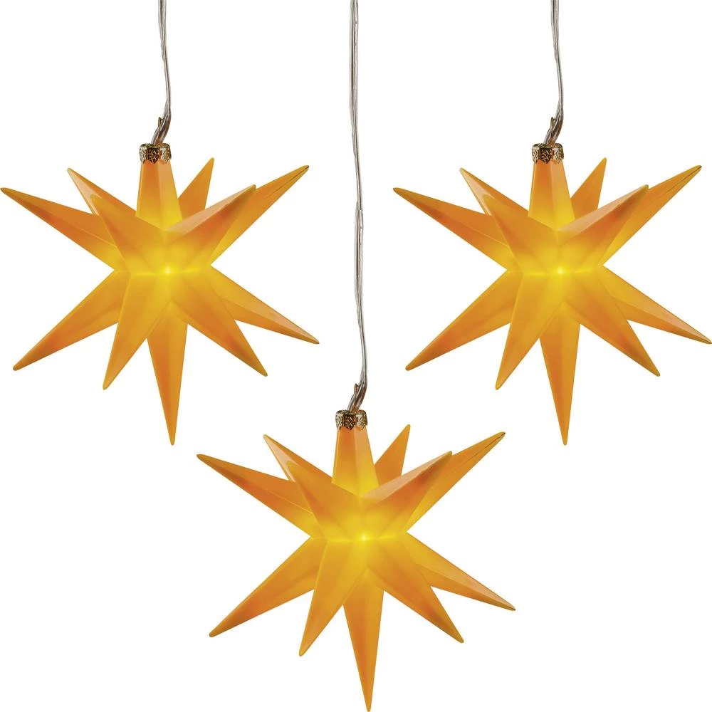 LED božićne zvijezde 3-dijelni komplet Toplo-bijela LED HGD CW62-1005 Žuta slika