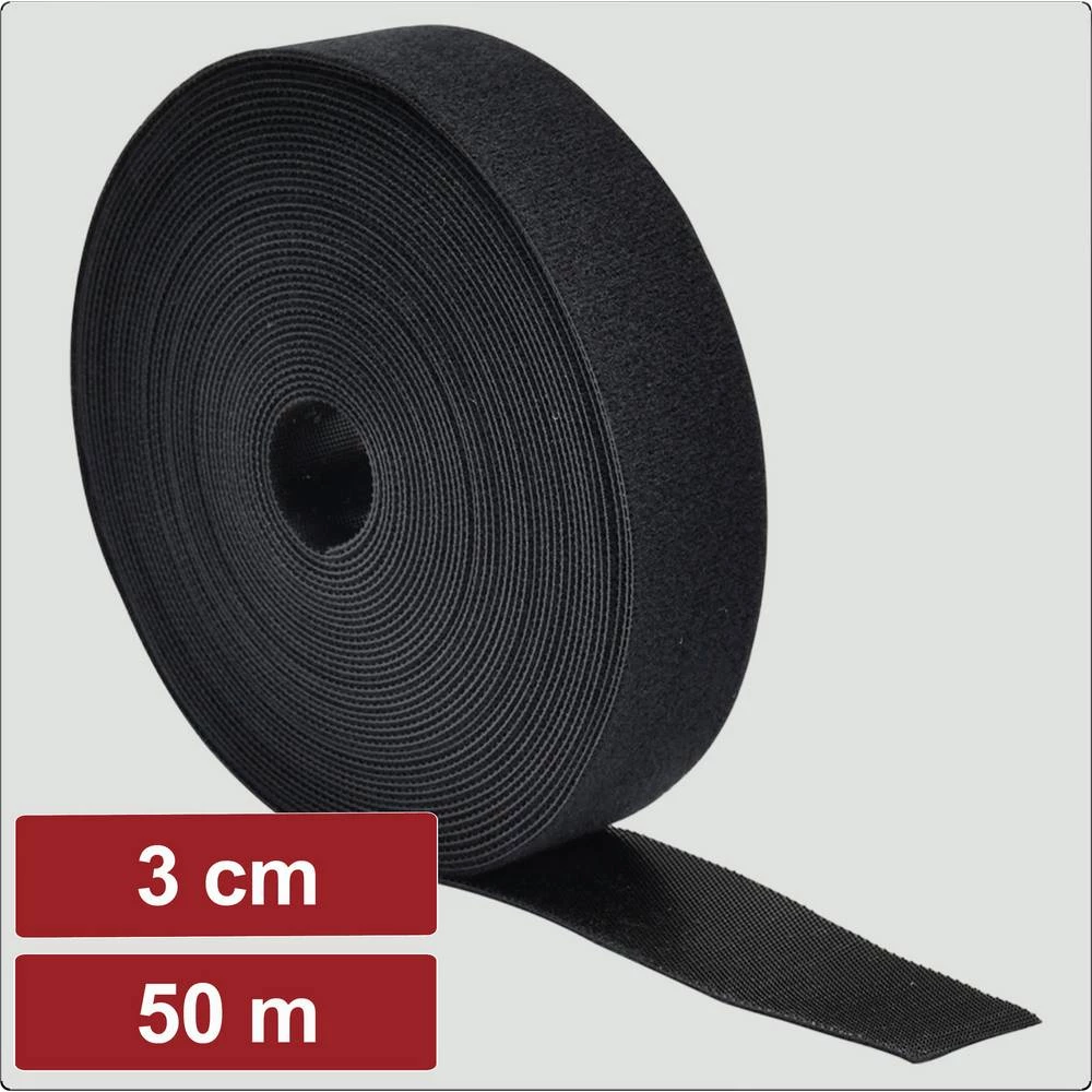 Electronic Garage EG25CA118 prianjajuća traka za povezivanje grip i mekana vunena tkanina (D x Š) 50 m x 3 cm crna 50 m slika
