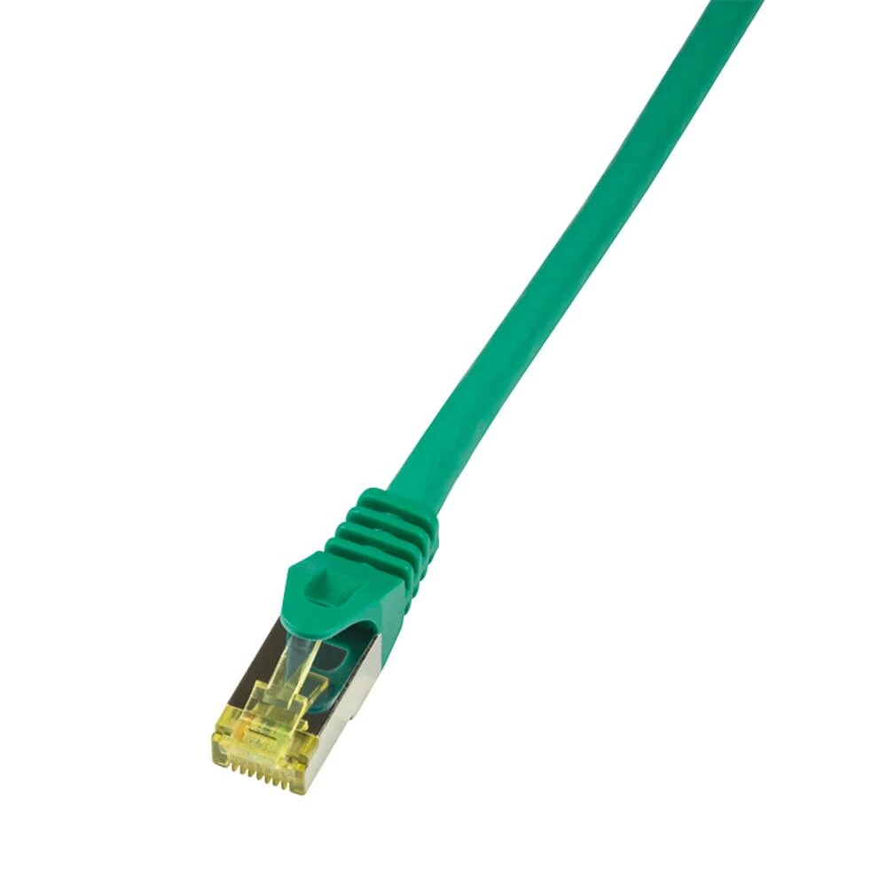 LogiLink CQ5035S RJ45 mrežni kabel, Patch kabel cat 6a S/FTP 1.00 m zelena vatrostalan, bez halogena, sa zaštitom za nosić 1 St. slika