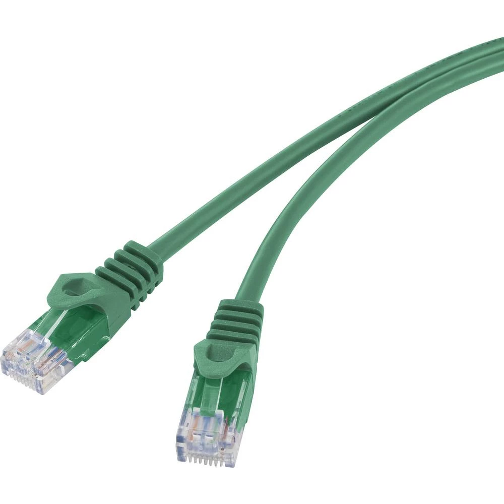 LAN (RJ45) Mreža Priključni kabel CAT 5e U/UTP 2 m Zelena sa zaštitom za nosić Basetech slika