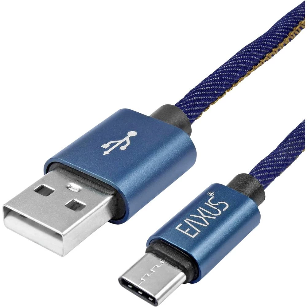 Eaxus USB kabel za punjenje USB-A utikač, USB-C® utikač 2 m plava boja 77701 slika
