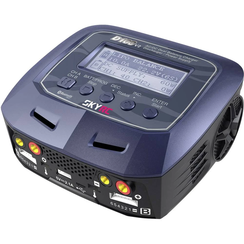 Višenamjenski punjač baterija za modele 10 A SKYRC D100 V2 Litijev-polimerski, LiFePO, Litijev-ionski, LiHV, Nikalj-metal-hidrid slika