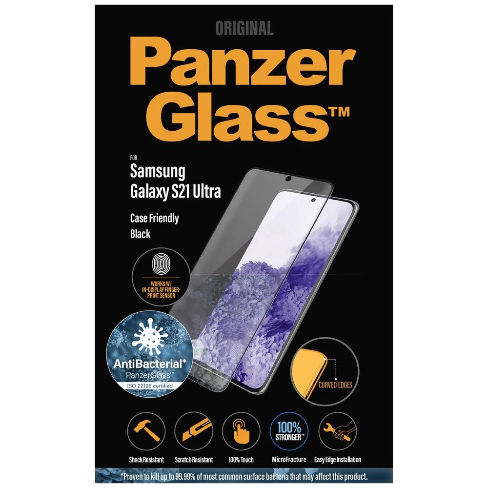 PanzerGlass Curved zaštitno staklo zaslona Samsung Galaxy S21 Ultra 1 St. protiv otisaka prstiju, antibakterijska 7258 slika