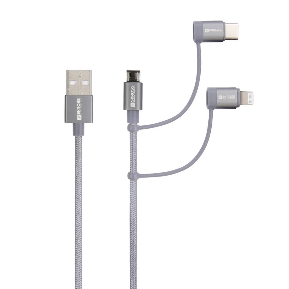 Skross USB kabel USB 2.0 USB-A utikač 30 cm space siva okrugli, fleksibilan, oplaštenje od tekstila SKCA00133-130CN slika