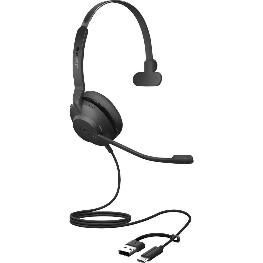 Jabra Evolve2 30 SE telefon On Ear Headset žičani mono crna smanjivanje šuma mikrofona, poništavanje buke slušalice s mi slika