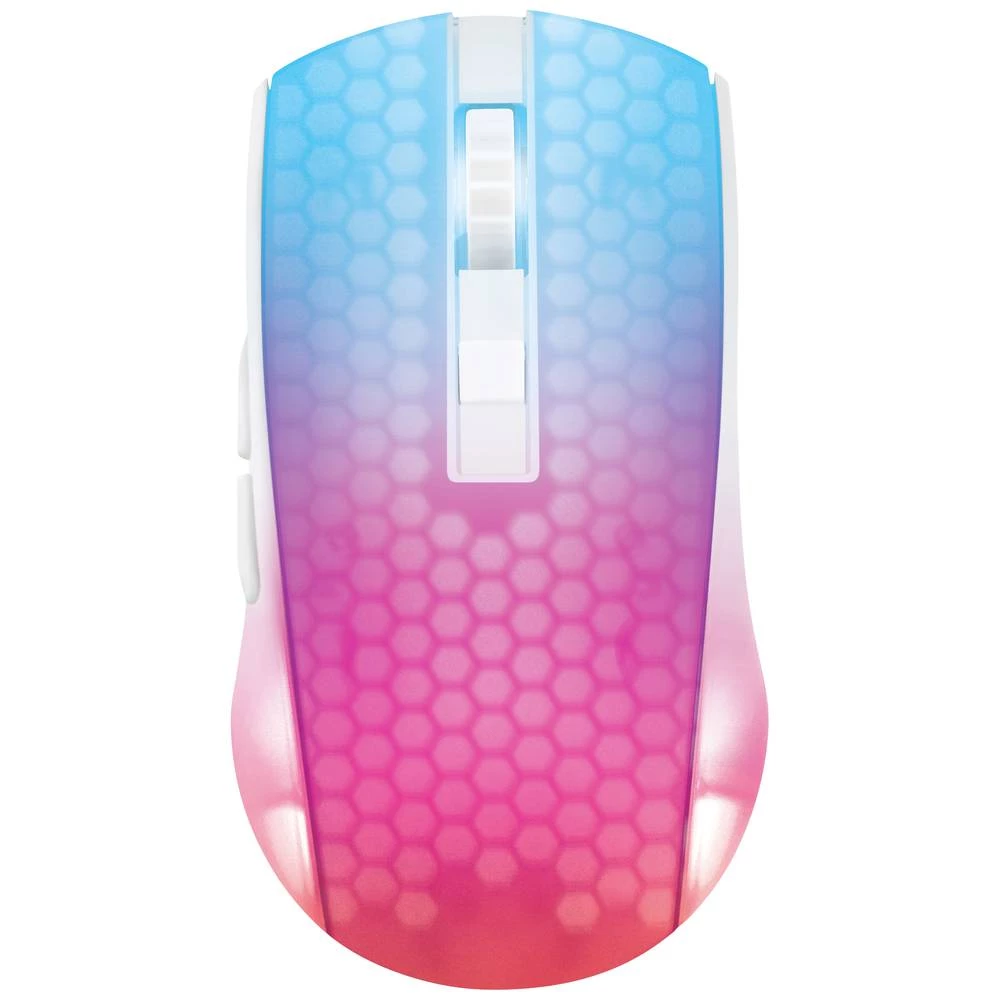 DELTACO GAMING WM89 igraći miš bežični optički bijela, prozirna 6 Tipke 10000 dpi odvojivi kabel, osvjetljen, ugrađeni kotačić za pregled, ponovo punjiv slika