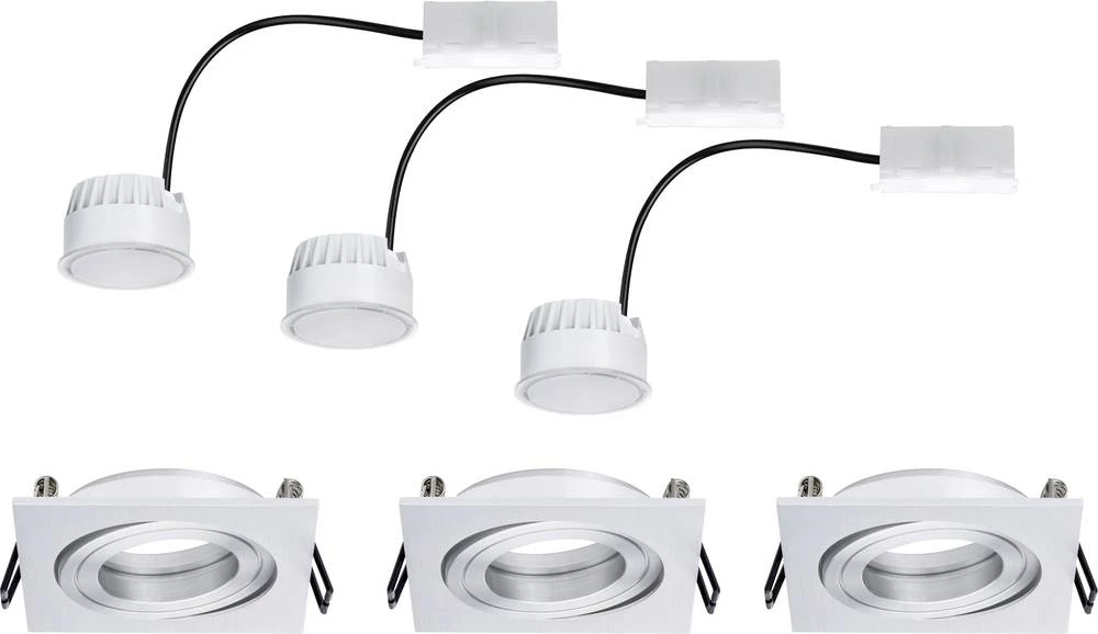 LED ugradbena svjetiljka 3-dijelni set 20.4 W topla bijela Paulmann Coin 93986 aluminij, saten slika