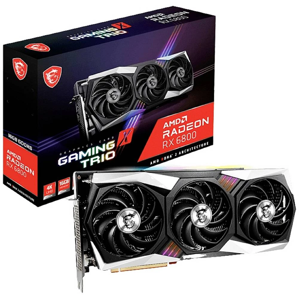 MSI Gaming grafička kartica AMD Radeon RX 6800 Gaming X Trio 16 GB GDDR6-RAM PCIe  HDMI™, DisplayPort RGB osvjetljenje, AMD FreeSync slika