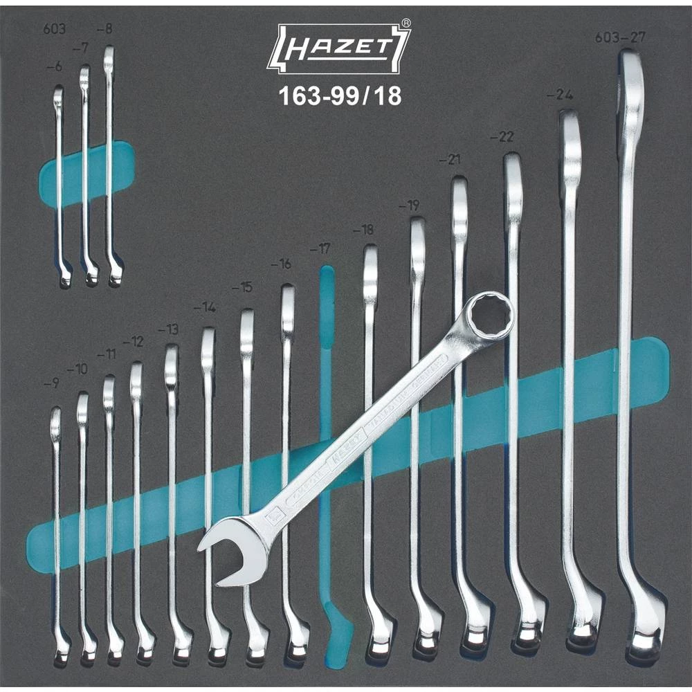Hazet 163-99/18 komplet prstenasto-viličastih ključeva 18-dijelni Veličina ključa (metrička) (naslov) 6 - 27 mm slika
