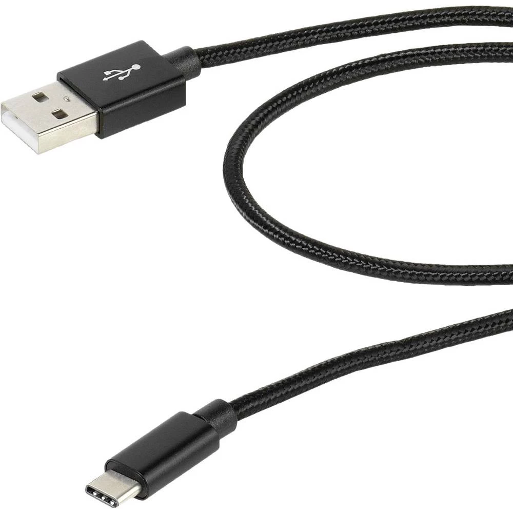 Vivanco USB 2.0 Priključni kabel [1x Muški konektor USB 2.0 tipa A - 1x Muški konektor USB-C&trade;] 2.50 m Crna Zaštićen s foli slika
