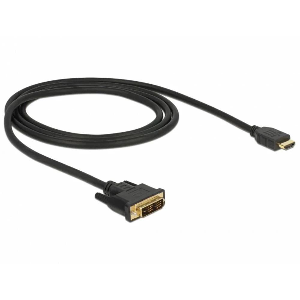 Delock DVI / HDMI priključni kabel DVI-D 18+1-polni utikač, HDMI A utikač 1 m crna 85582 trostruko zaštićen, pozlaćeni k slika