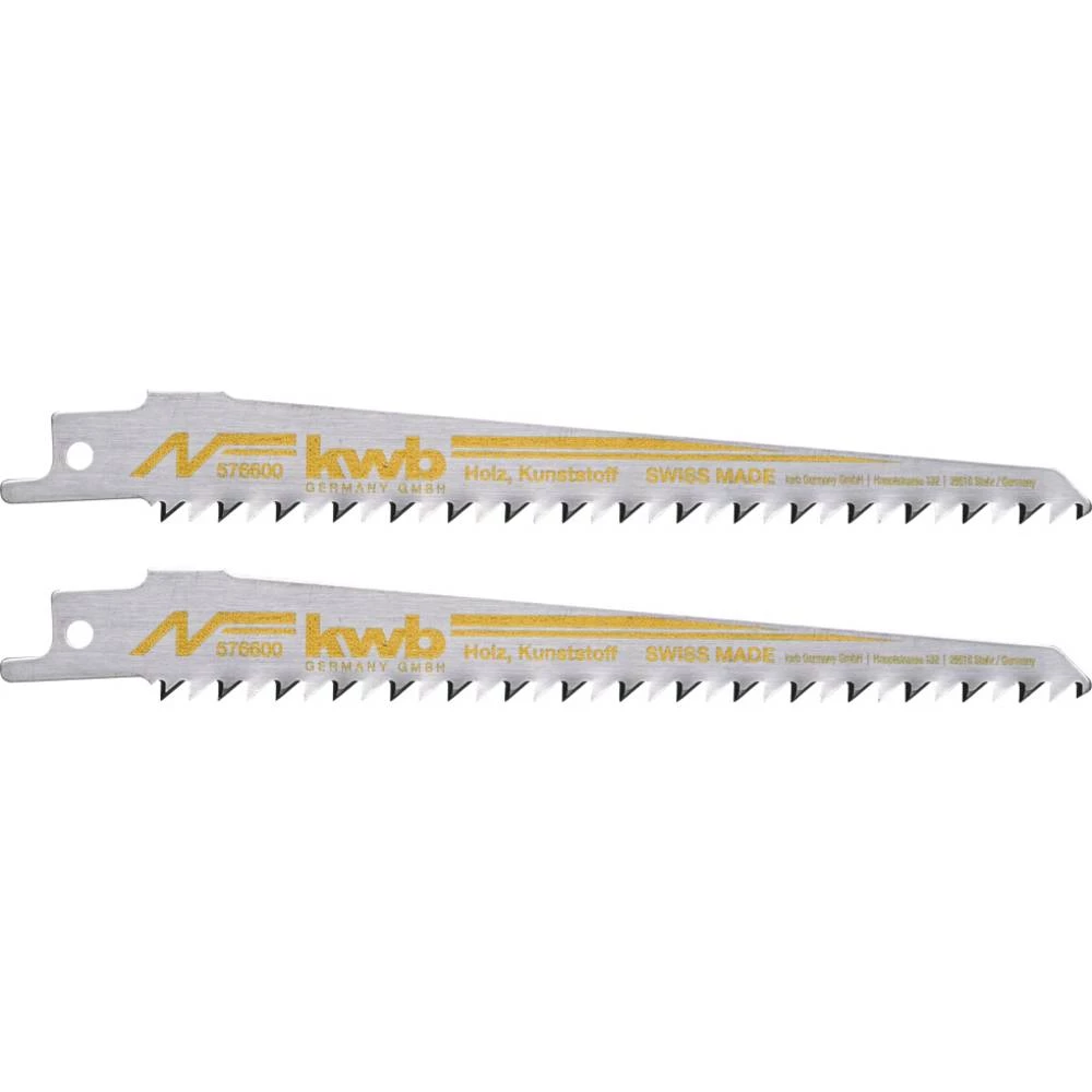 kwb 576600 Listovi sabljaste pile, obrada drveta, tvrdo - meko drvo, građevinsko drvo, iverica, zakrivljeni rezovi Duljina lista pile 152 mm 2 St. slika