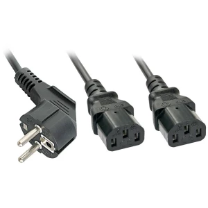 LINDY struja Y-kabel [1x sigurnosni utikač  - 2x ženski konektor iec c13, 10 a] 2 m crna slika