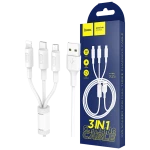 USB kabel, 3in1, microUSB, USB type C, Lightning, 1 met, 2 A