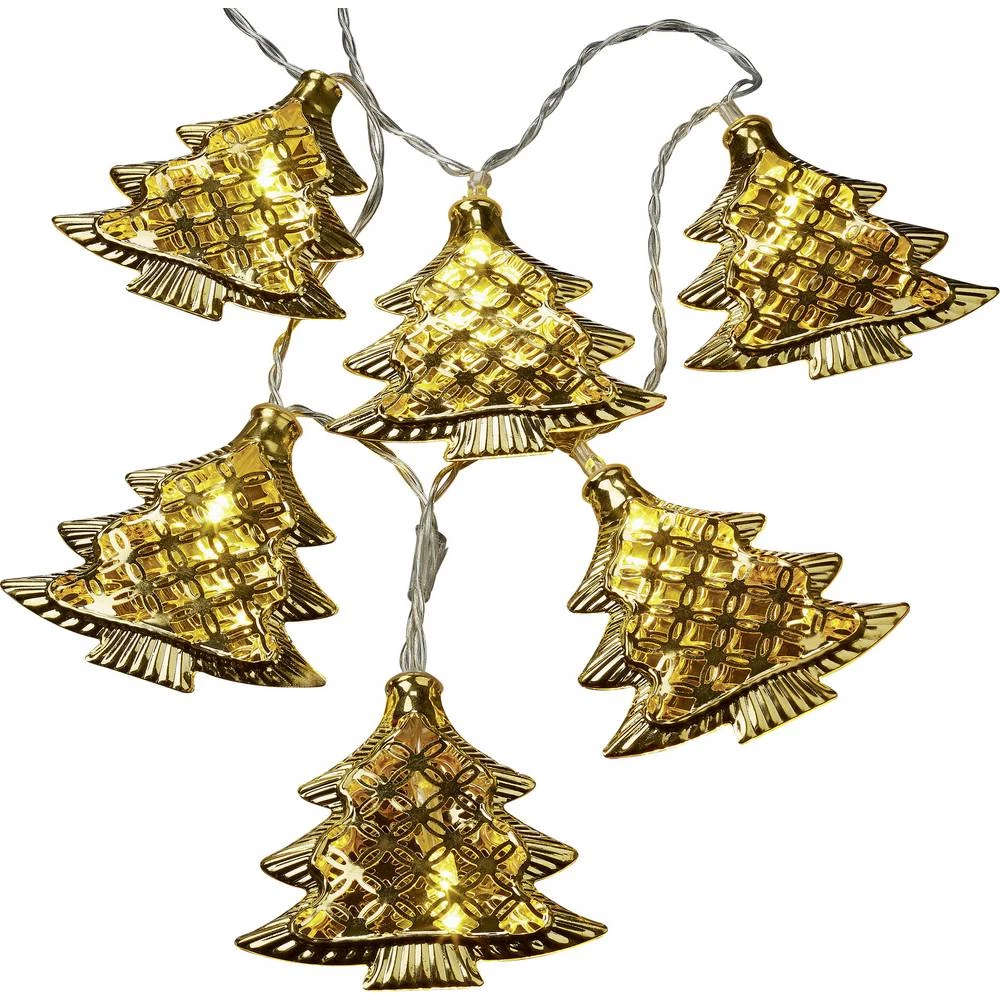 Hellum 522433 svjetlosni lanac na baterije unutra baterijski pogon Broj žarulja 10 LED zlatna Osvjetljena duljina: 1. slika