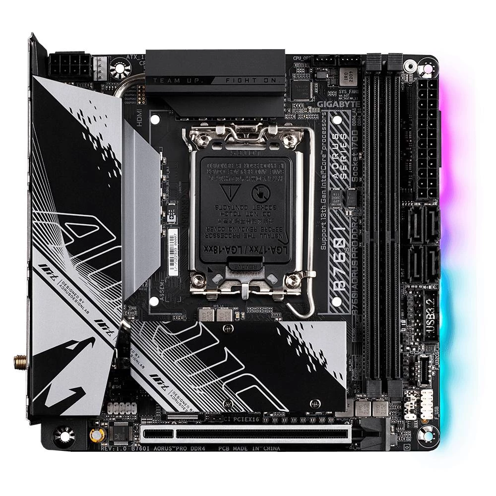 Gigabyte B760I AORUS PRO DDR4, Intel, LGA 1700, Intel® Celeron®, Intel® Core™ i3, Intel® Core™ i5, Intel® Core™ i7, Intel® Core™ i9,..., LGA 1700, DDR4-SDRAM , 64 GB Gigabyte B760I AORUS PRO DDR4 m... slika