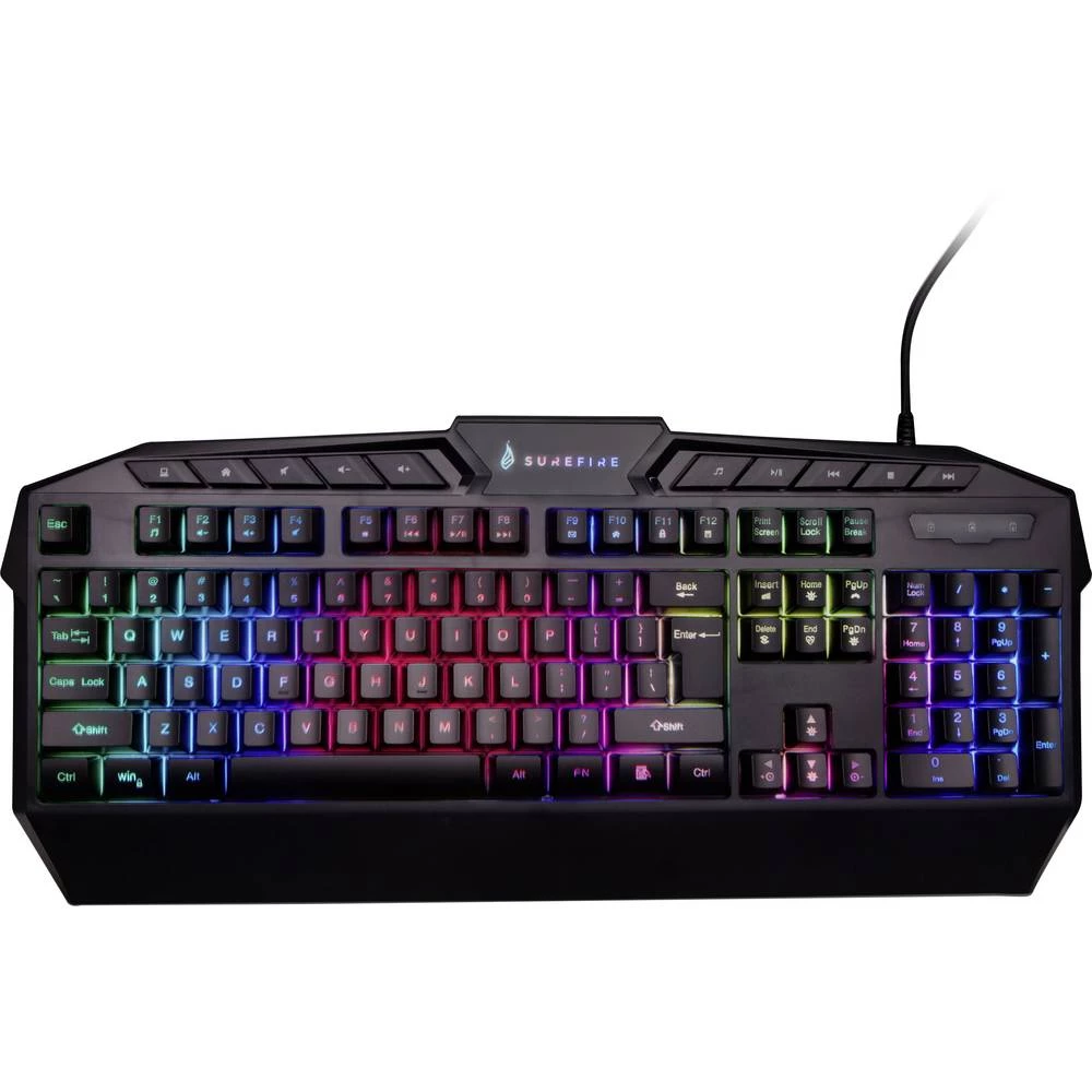 Surefire Gaming KingPin RGB žičani, USB igraća tipkovnica osvjetljen UK-engleski, qwerty, Windows® crna slika