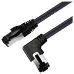 Maxtrack TI52-3L RJ45 mrežni kabel, Patch kabel CAT 8.1 S/FTP 3 m crna 90° nagnuto ulijevo, jednostruko oklopljeni kabel