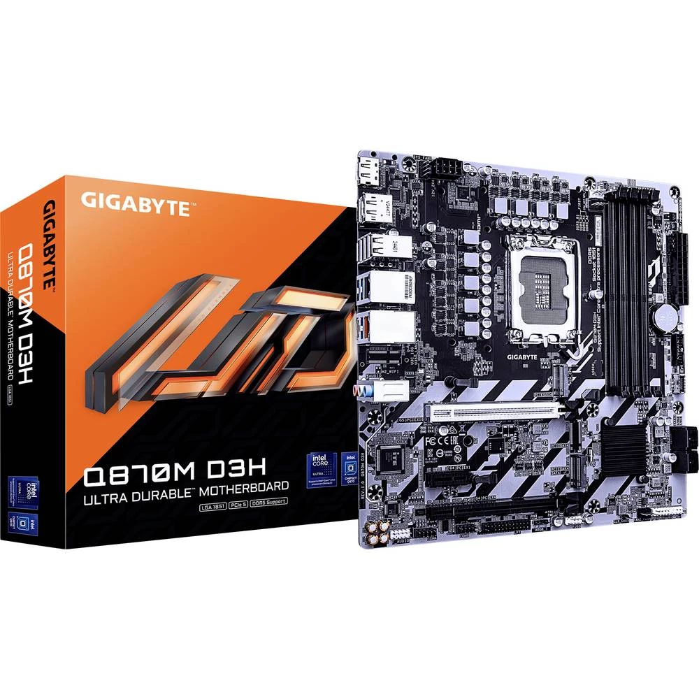 Gigabyte GA-Q870M D3H matična ploča Baza Intel® 1851 Faktor oblika (detalji) Micro-ATX Set čipova matične ploče Int slika